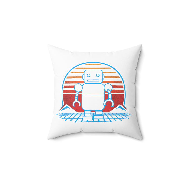 Humorous Old-Fashioned Automated AI Machines Spun Polyester Square Pillow