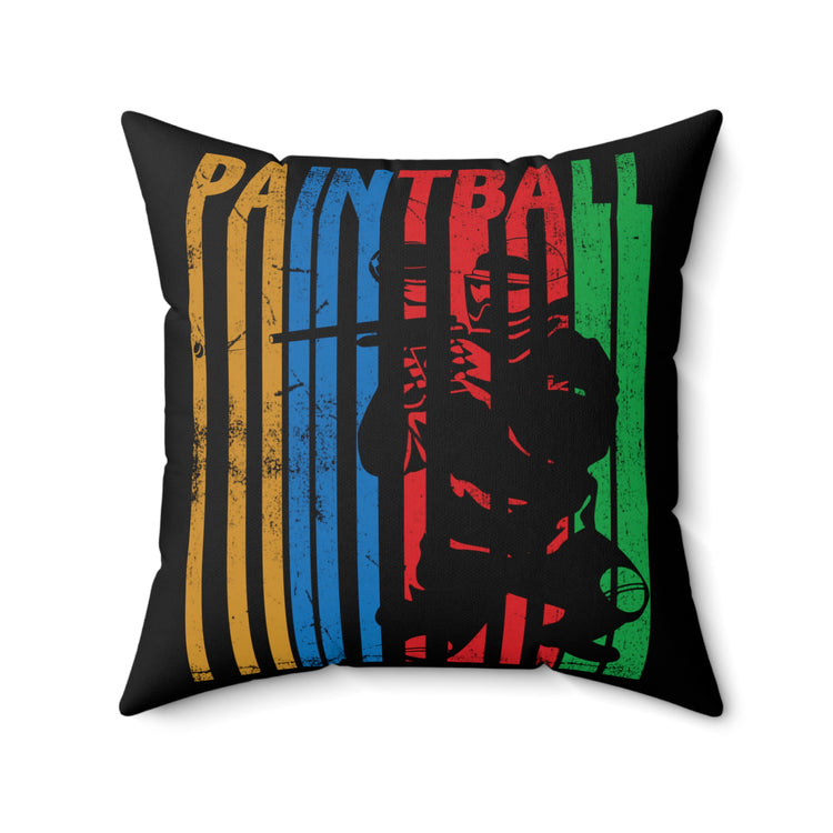 Humorous Nostalgic Pigment Gaming Playing Player Paintballer Spun Polyester Square Pillow