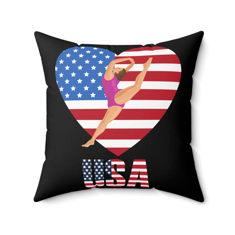 Humorous Acrobatics Athletic Patriotic Patriotism Lover Spun Polyester Square Pillow