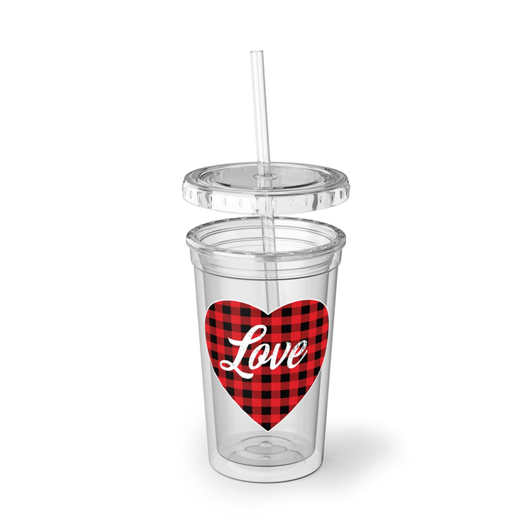 buffalo plaid heart 2 Suave Acrylic Cup