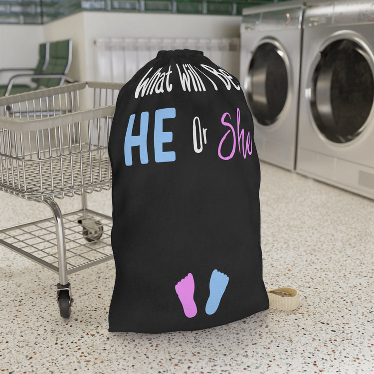 What Will I Be He or She Gender Reveal Shirt Laundry Bag