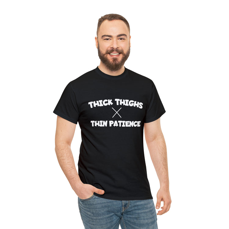 Shirt Funny Thick Thighs Thin Patience Introvert Confidence Unique Statement Breathable T-Shirt Unisex Heavy Cotton Tee