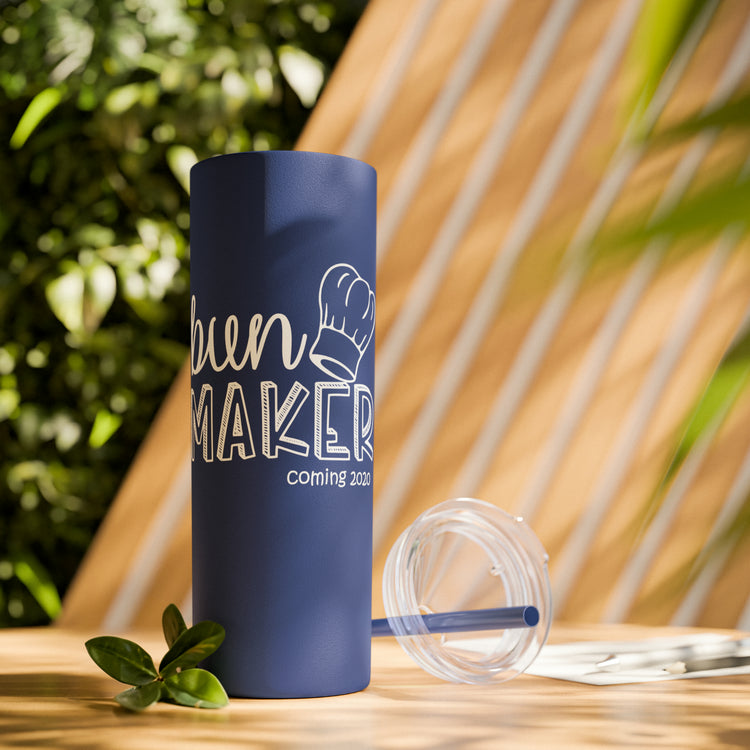 Bun Baker and Bun Maker New Dad and Future Mom Shirts Skinny Tumbler with Straw, 20oz