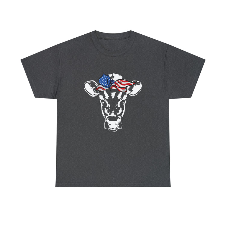 Cool Cow with USA American Flag Bandana Vegan Clothing Herbivore Shirt | Vegetarian T Shirt | Heifer Shirt | Cowgirl Shirt | Farmer Shirt