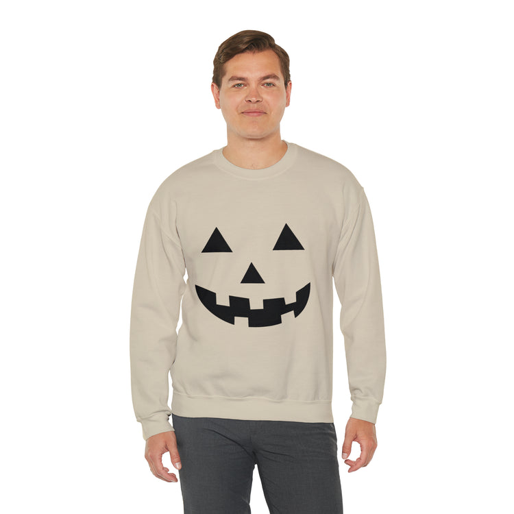 Humorous Pumpkins Illustration Tricks Treats Graphic Gag Unisex Crewneck Sweatshirt