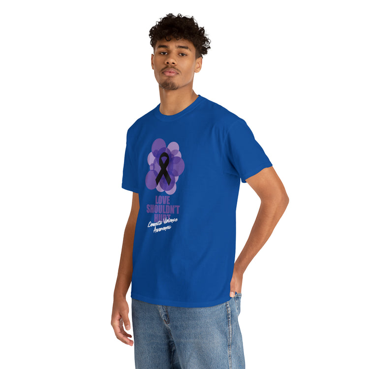 Shirt Funny Love Never Cause Pain Stop Domestic Violence Support Empowerment AwarenessT-Shirt Unisex Heavy Cotton Tee