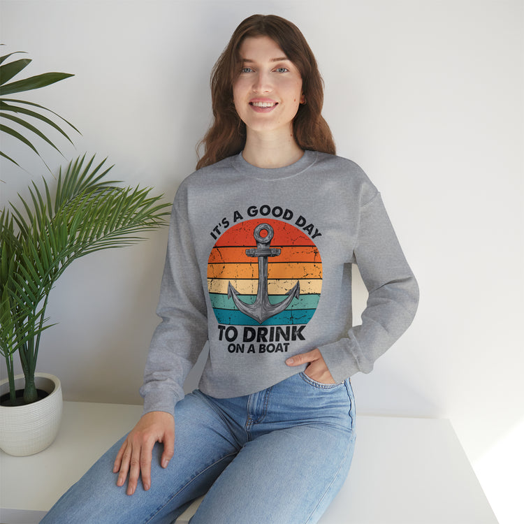 Humorous Its A Nice Day To Drink On A Boat Kayaking Graphic Unisex Crewneck Sweatshirt