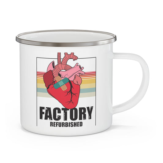 Novelty Factory Refurbished Hearts Recovering Enamel Camping Mug