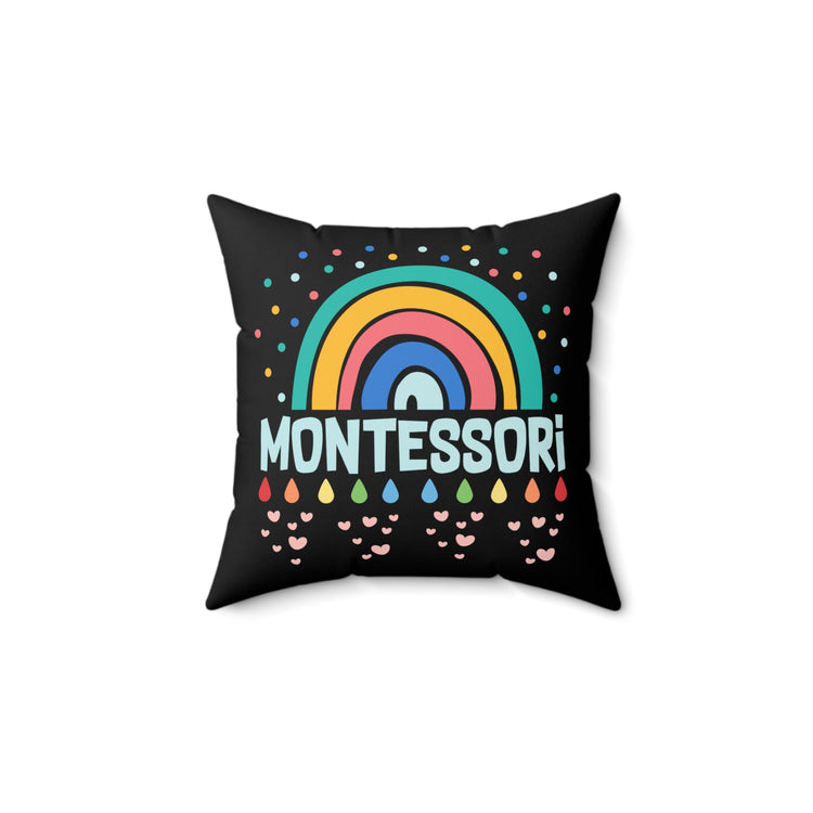 Funny Daycare Teachers Appreciation Watercolored Rainbows Kindergarten Spun Polyester Square Pillow