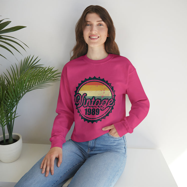 Vintage Thirties Birthday Distressed Illustration Funny Mockery Unisex Crewneck Sweatshirt