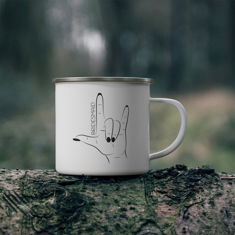 Hilarious Wedding Bridesmaid Sarcastic Illustration Saying Funny Enamel Camping Mug