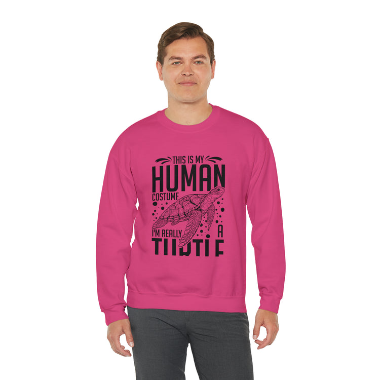 Funny Turtle Dressing Turtles Devotee Graphic Sayings Gag Unisex Crewneck Sweatshirt