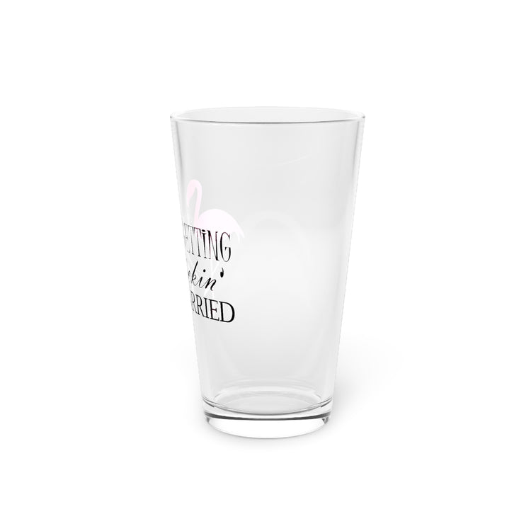 Humorous Bridal Entourages Flamingoes Illustration Puns Hilarious Bridesmaids Flocks Graphic Saying Gag Pint Glass, 16oz