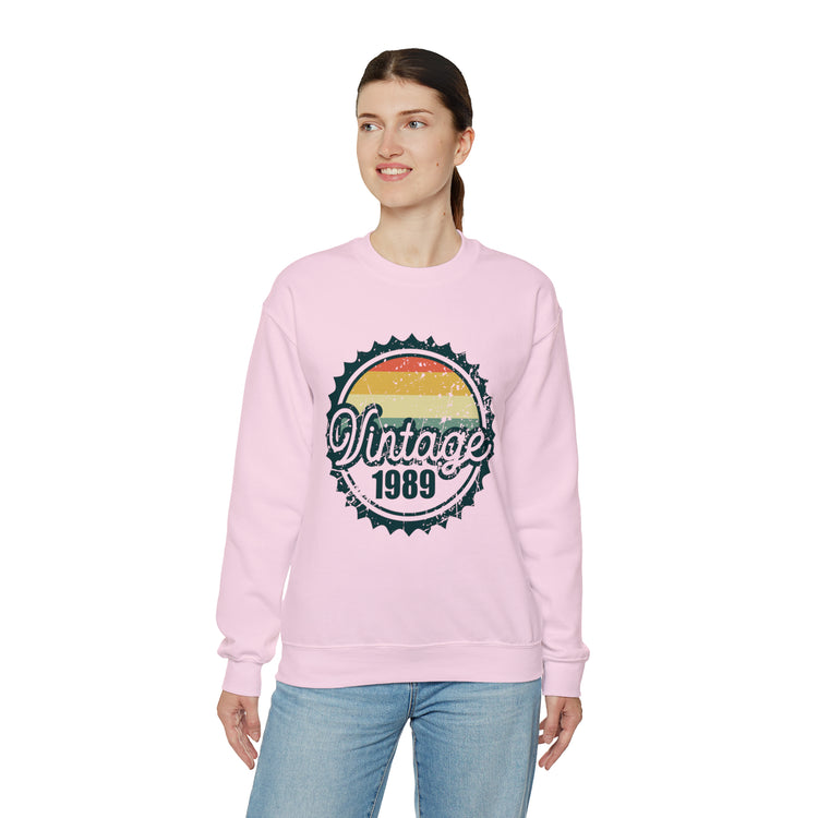 Vintage Thirties Birthday Distressed Illustration Funny Mockery Unisex Crewneck Sweatshirt