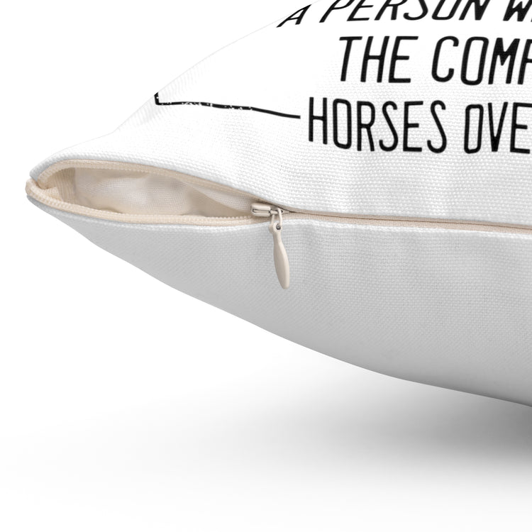 Hilarious Equestrian Horseman Horseback Riding Racehorse Fan Spun Polyester Square Pillow