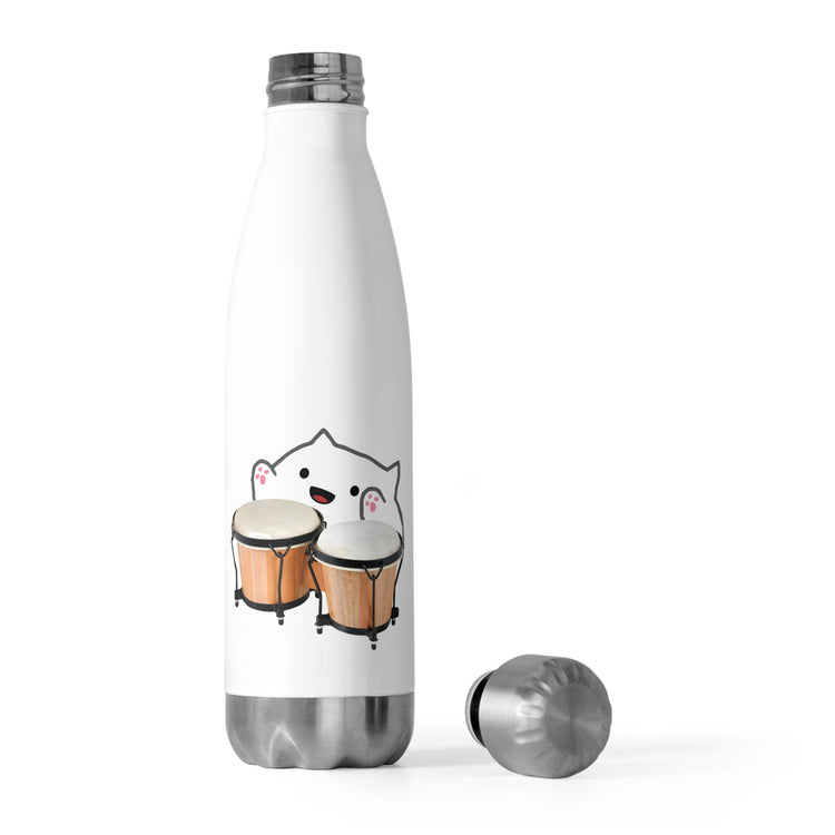 Funny Bongo Cat Cute Musical Instrument Kitten Meme Cartoon Tee Shirt 20oz Insulated Bottle