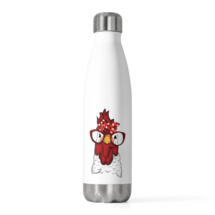 Rooster Hen Chicken Bandana and Glasses Farmer Shirt | Chicken Lady Gift 20oz Insulated Bottle