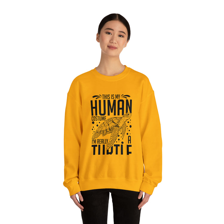 Funny Turtle Dressing Turtles Devotee Graphic Sayings Gag Unisex Crewneck Sweatshirt