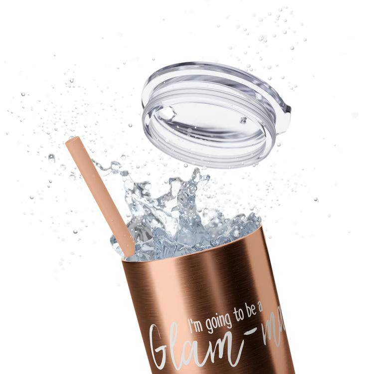 Glam-ma Glamma Pregnancy Announcement New Grandma Gift Skinny Tumbler with Straw, 20oz