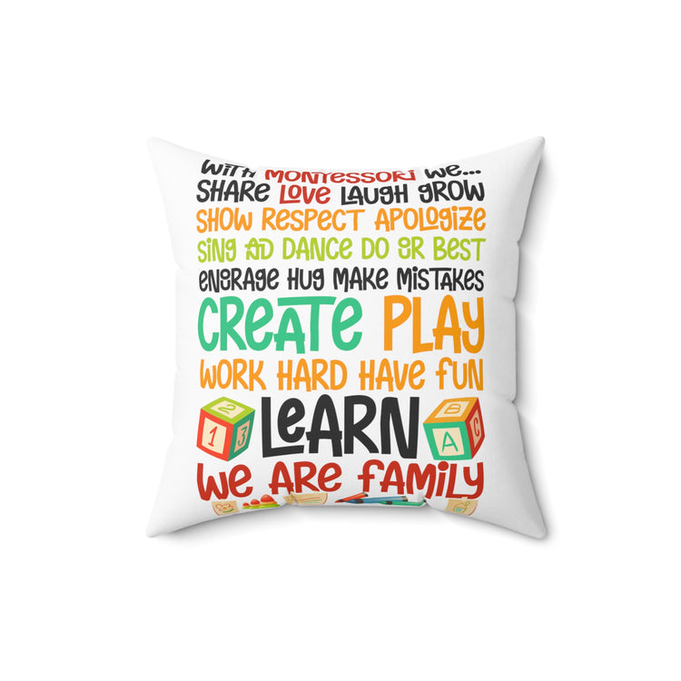 Motivational Daycare Teachers Appreciation Statements Line Spun Polyester Square Pillow