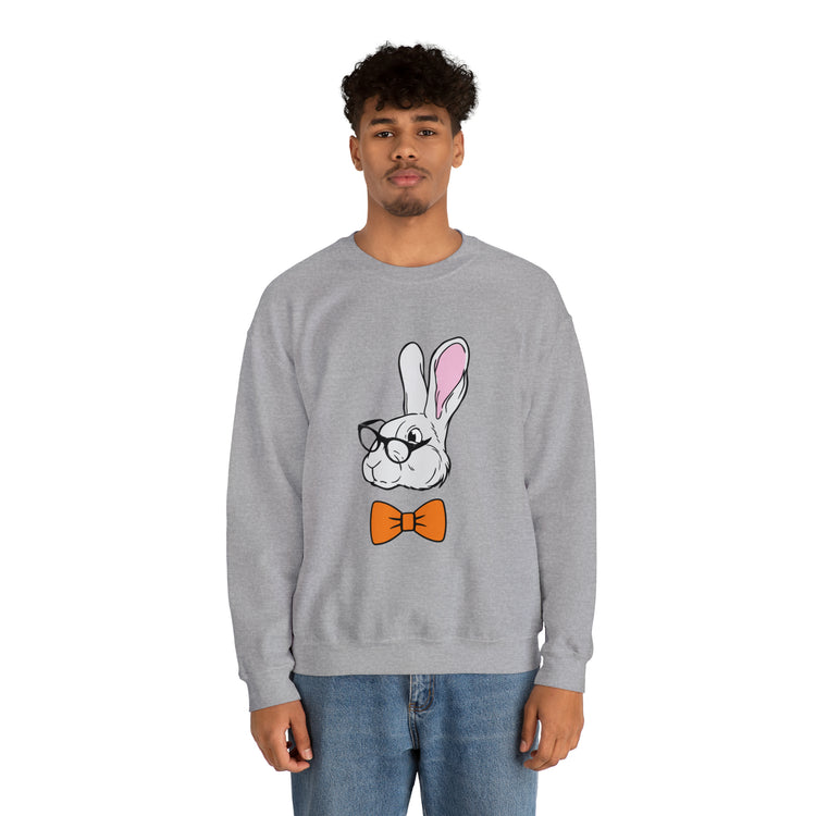 Funny Christian Egg Hunting Brainy Nerd Bunny Unisex Crewneck Sweatshirt