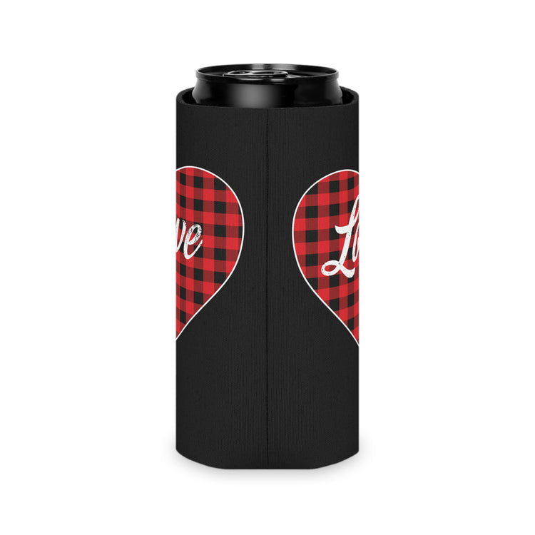 buffalo plaid heart Can Cooler