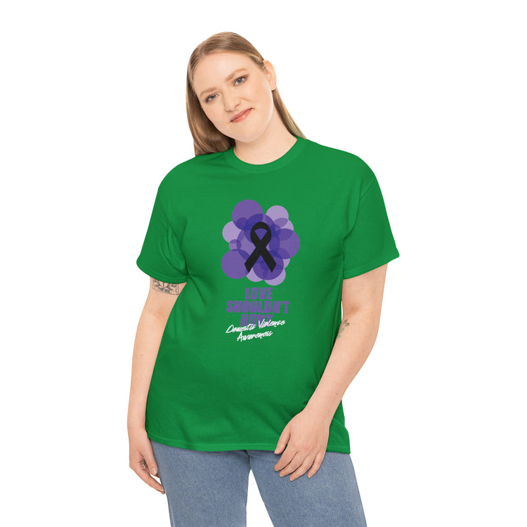 Shirt Funny Love Never Cause Pain Stop Domestic Violence Support Empowerment AwarenessT-Shirt Unisex Heavy Cotton Tee