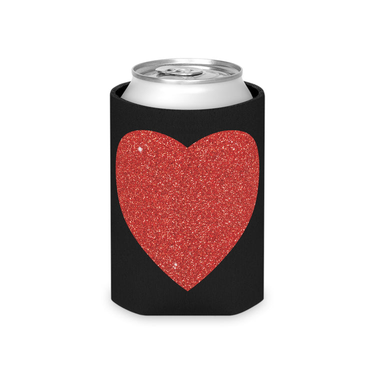 Red Glitter Effect Heart Valentines Day Men Women Can Cooler