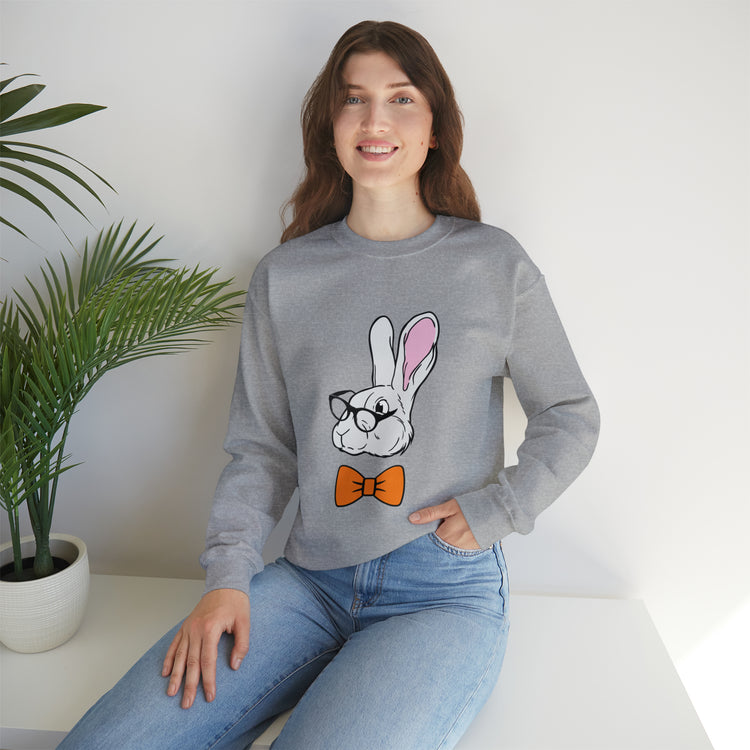 Funny Christian Egg Hunting Brainy Nerd Bunny Unisex Crewneck Sweatshirt