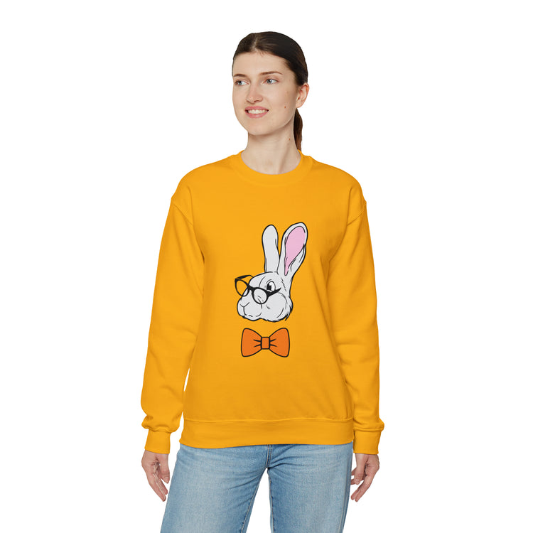 Funny Christian Egg Hunting Brainy Nerd Bunny Unisex Crewneck Sweatshirt