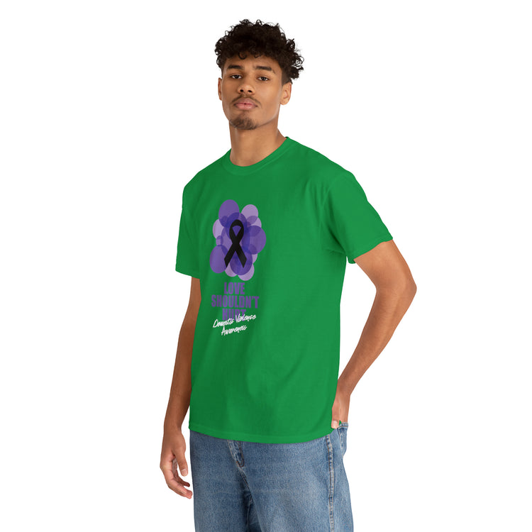 Shirt Funny Love Never Cause Pain Stop Domestic Violence Support Empowerment AwarenessT-Shirt Unisex Heavy Cotton Tee