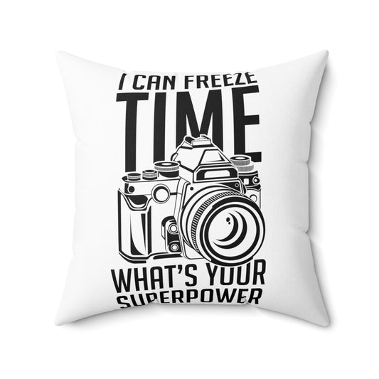 Novelty What's Your Superpower Cameraman Photography Photojournalist Photo Fan Spun Polyester Square Pillow