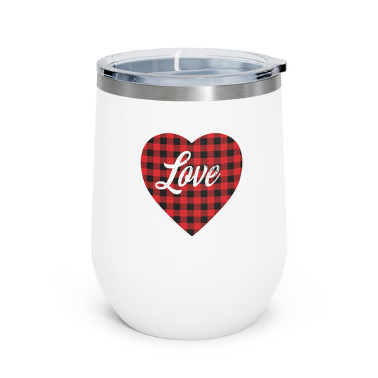 buffalo plaid heart 2 12oz Insulated Wine Tumbler