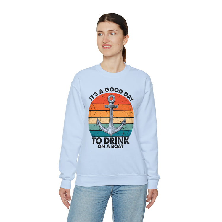 Humorous Its A Nice Day To Drink On A Boat Kayaking Graphic Unisex Crewneck Sweatshirt