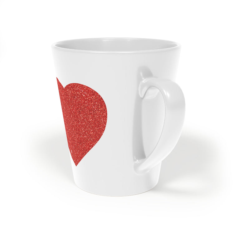 Red Glitter Effect Heart Valentines Day Men Women Latte Mug, 12oz