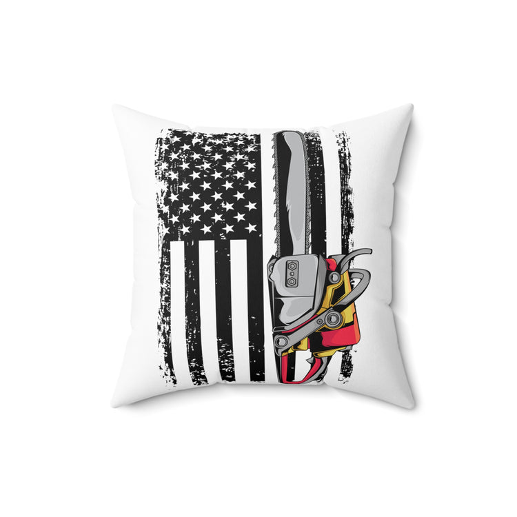 Humorous Retro Nationalistic Woodworking Carpenter Lover Spun Polyester Square Pillow