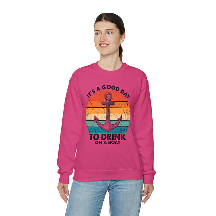 Humorous Its A Nice Day To Drink On A Boat Kayaking Graphic Unisex Crewneck Sweatshirt