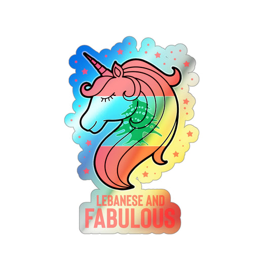 Humorous Lebanese Christmas Magical Horse Nationalistic Holographic Die-cut Stickers