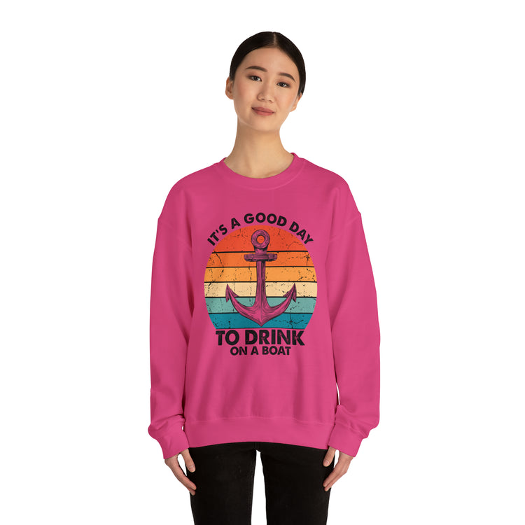 Humorous Its A Nice Day To Drink On A Boat Kayaking Graphic Unisex Crewneck Sweatshirt