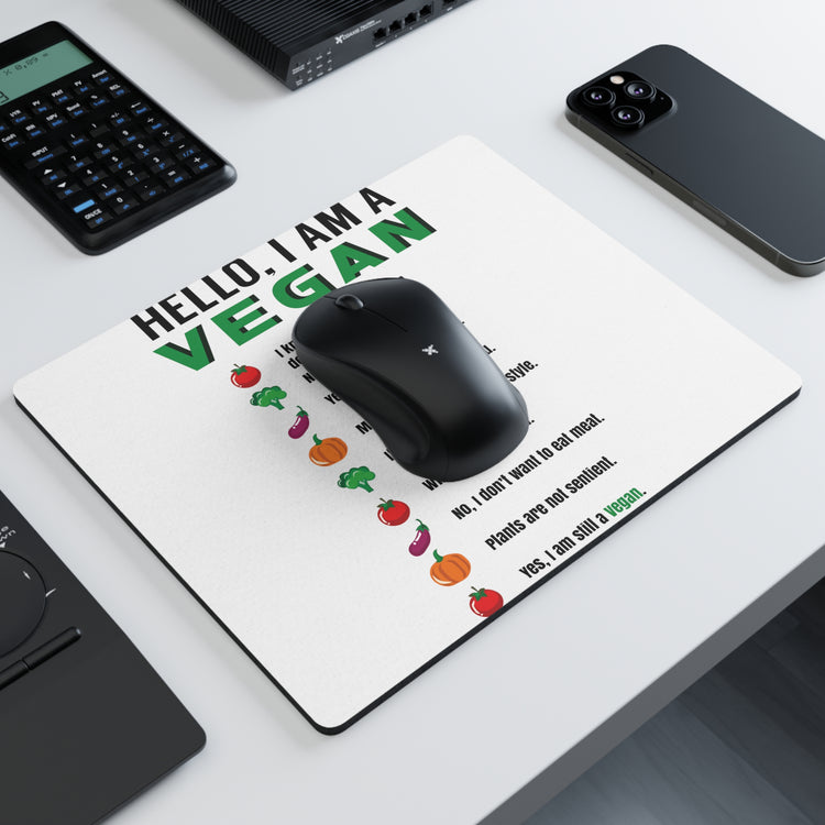 Hello I'm A Vegan Green Leafy Vegetable Lovers Healthy Lifestyle Men Women T Shirt Rectangular Mouse Pad