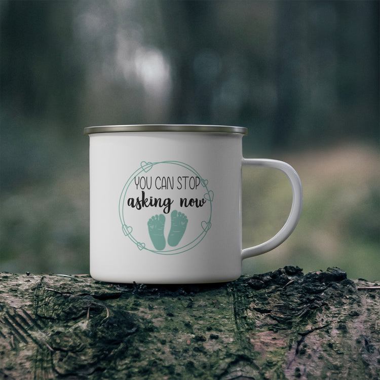 Humorous Babies Bellies Expecting Mommas Reveals Sayings Enamel Camping Mug