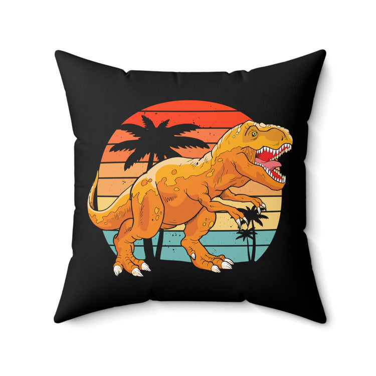 Vintage Tyrannosaurus Enthusiasts Outline Retro Dinosaurs Environmentalist Graphic Spun Polyester Square Pillow