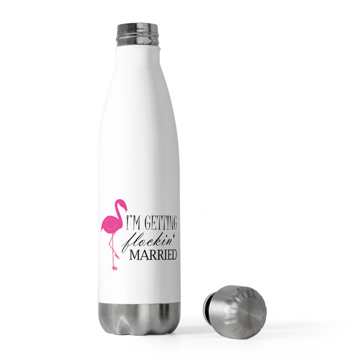 Humorous Bridal Entourages Flamingoes Illustration Puns Hilarious Bridesmaids Flocks Graphic Saying Gag 20oz Insulated Bottle