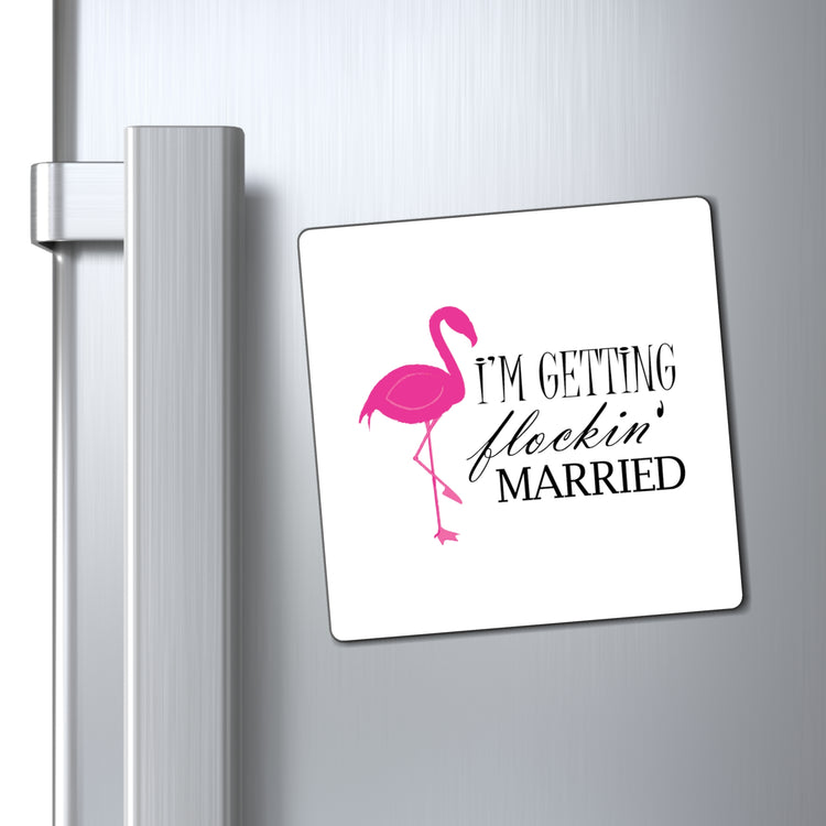 Humorous Bridal Entourages Flamingoes Illustration Puns Hilarious Bridesmaids Flocks Graphic Saying Gag Magnets