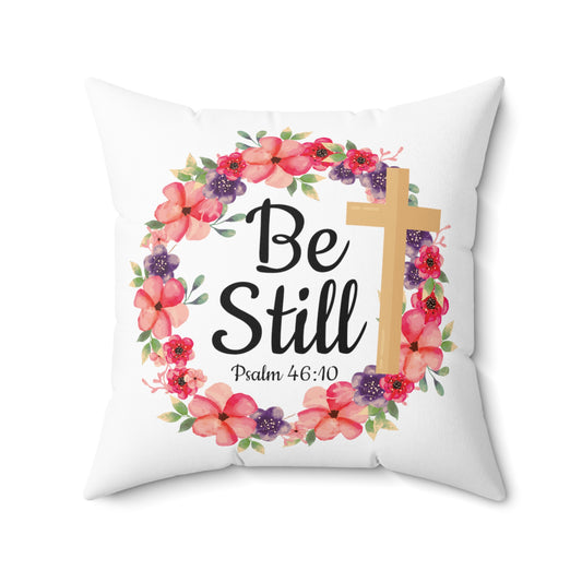 Inspirational Comforting Christianity Verses Relieving Saying Christians Flowers Spun Polyester Square Pillow