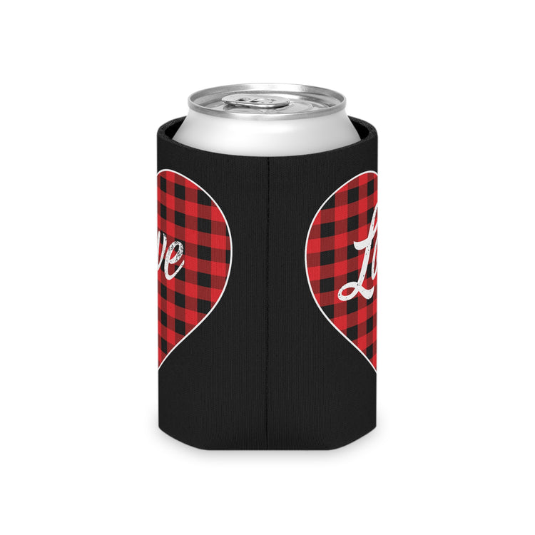 buffalo plaid heart Can Cooler