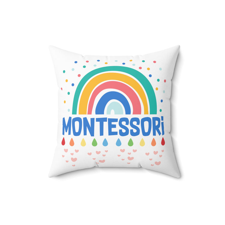 Funny Daycare Teachers Appreciation Watercolored Rainbows  Kindergarten Uplifting Spun Polyester Square Pillow