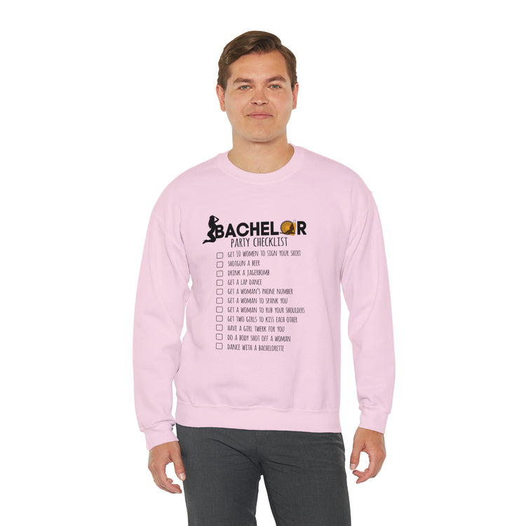 Novelty Bachelors Funny Bridal Marriage Checklist Line Unisex Crewneck Sweatshirt