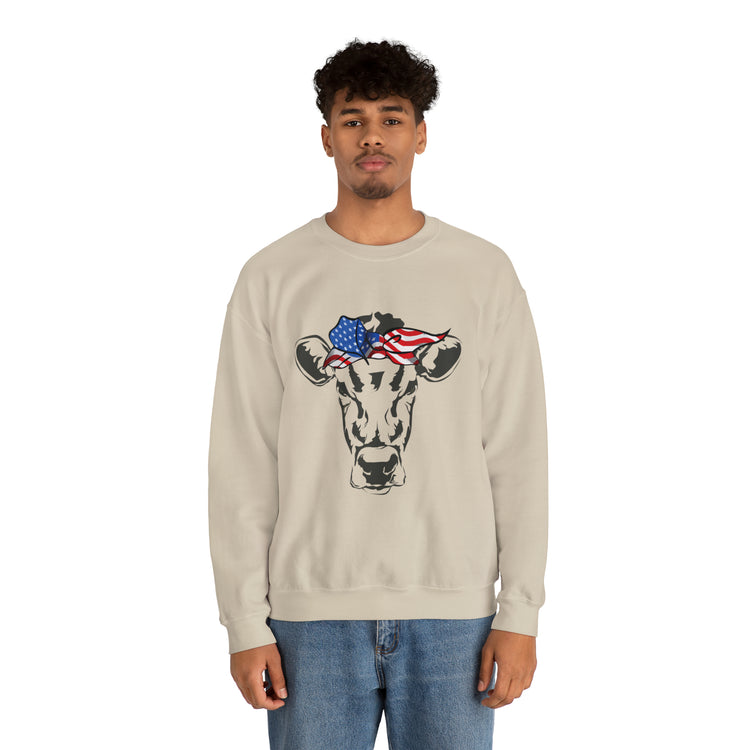 Humorous Cow Bandana Sarcastic Illustration Pun Mockeries Unisex Crewneck Sweatshirt