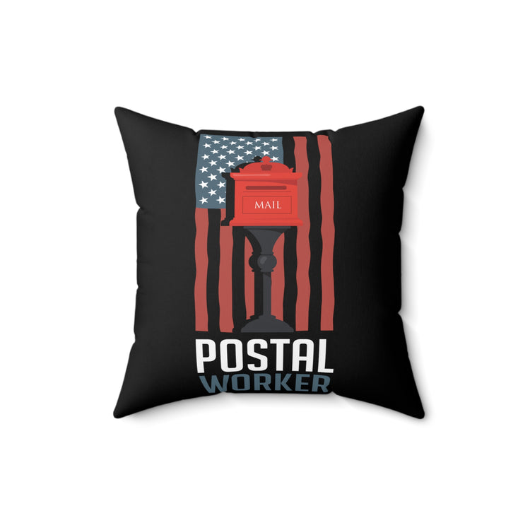 Vintage USA Flag Distressed Graphic Mailmen Appreciation Spun Polyester Square Pillow